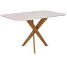 Mesa de Jantar Olinda 130x80 Tampo Vidro Temperado Off White Base Madeira Maciça Cinamomo Mesa de Jantar Olinda 130x80 Tampo Vidro Temperado Off White Base Madeira Maciça Cinamomo