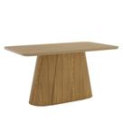 Mesa de Jantar Olivia 160 cm Canto Arredondado com Vidro Nature Henn