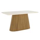 Mesa de Jantar Olivia 160 cm Canto Arredondado com Vidro Nature Off White Henn