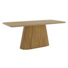 Mesa de Jantar Olivia 200 cm Canto Arredondado com Vidro Nature Henn