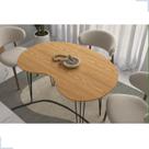Mesa de Jantar Orgânica 120cm x 80cm Formato Grão Tampo Madeirado Pés Preto - Rede Móveis
