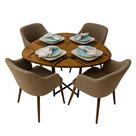 Mesa De Jantar Organica Para 4 Lugares Moderna Estilo Industrial 70cm Madeira Maciça Marrom Pés Ferro Preto