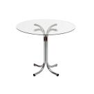 Mesa de Jantar ou Cozinha para 4 lugares Pé X Cromada com Tampo de Vidro Redondo 90cm