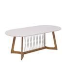 Mesa de Jantar Oval com Tampo de Vidro Tulipa Natuame Cinamomo e Off White 210cm