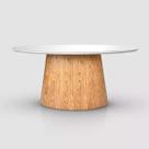 Mesa de Jantar Oval Tampo Laqueado com Vidro Off White 1,60m