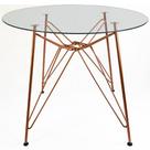 Mesa de Jantar para 4 lugares cor Cobre com Tampo de Vidro Redondo