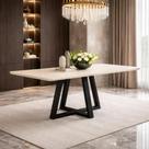 Mesa de Jantar para 4 Lugares Madeira Maciça Pretooff White Em 120x90 Tampo Mdfvidro Pérola