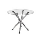 Mesa de Jantar para Evento, Feira ou Cozinha pé Palito para 4 lugares Cromada com Tampo de Vidro Redondo 90cm