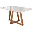 Mesa de Jantar Petra 4 Lugares 120x80cm Vidro e Base Madeira