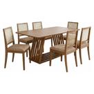 Mesa de Jantar Pitaia com 6 Cadeiras Carambola Tampo MDF 180x90cm Estofadas material sintético Kaki Milani