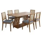 Mesa de Jantar Pitaia com 6 Cadeiras Carambola Tampo MDF Estofadas Linho Grafite 180cm Milani Mesa de Jantar Pitaia com 6 Cadeiras Carambola Tampo MDF Estofadas Linho Grafite 180cm Milani
