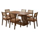 Mesa de Jantar Pitaia Com 6 Cadeiras Estofadas Tamarindo material sintético NATUEM