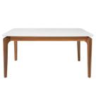 Mesa de Jantar Portugal em Madeira Maciça e MDF L 160 X P 90 X Alt 77 Bege/Marrom/Off White