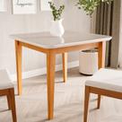 Mesa de Jantar Quadrada 4 Lugares 95cm Tampo MDF e Vidro Tangará CabeCasa MadeiraOriginals Mesa de Jantar Quadrada 4 Lugares 95cm Tampo MDF e Vidro Tangará CabeCasa MadeiraOriginals