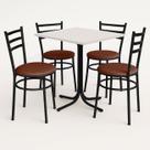 Mesa de Jantar Quadrada 70cm Branca Com 4 Cadeiras Estofada Preta Mesa de Jantar Quadrada 70cm Branca Com 4 Cadeiras Estofada Preta