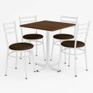 Mesa de Jantar Quadrada 70cm Imbuia Com 4 Cadeiras Estofada Branca