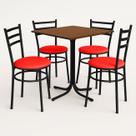 Mesa de Jantar Quadrada 70cm Imbuia Com 4 Cadeiras Estofada Preta Mesa de Jantar Quadrada 70cm Imbuia Com 4 Cadeiras Estofada Preta