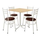 Mesa de Jantar Quadrada 70cm Pinus Com 4 Cadeiras Estofada Branca