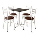 Mesa de Jantar Quadrada 70cm Preta Com 4 Cadeiras Estofada Branca Mesa de Jantar Quadrada 70cm Preta Com 4 Cadeiras Estofada Branca