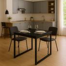 Mesa de Jantar Quadrada 80x80cm - Modelo Industrial em Metalon Reforçado com Acabamento Carvalho