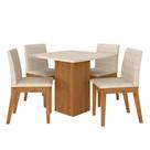 Mesa De Jantar Quadrada Com 4 Cadeiras Moscou Cinamomo/off/bege - M.a Mesa De Jantar Quadrada Com 4 Cadeiras Moscou Cinamomo/off/bege - M.a