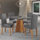 Mesa de Jantar Quadrada Decora com Vidro 90x90 com 4 Cadeiras Venus em Mdp/mdf