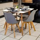 Mesa de Jantar Quadrada Especial 4 Lugares 80cm em Madeira - Branca