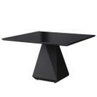 Mesa de Jantar Quadrada Lia Tampo Vidro Base Diamante Preto CCS