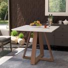 Mesa de Jantar Quadrada Manu Base Madeira Maciça 90cm - Branca