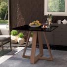 Mesa de Jantar Quadrada Manu Base Madeira Maciça 90cm - Preta