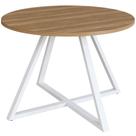 Mesa de Jantar Redonda 110cm Pés Industrial Idea A03 Nogal Sevilha Branco - Lyam Decor
