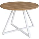 Mesa de Jantar Redonda 110cm Pés Industrial Idea A03 Nogal Sevilha Branco - Lyam Decor Mesa de Jantar Redonda 110cm Pés Industrial Idea A03 Nogal Sevilha Branco - Lyam Decor