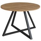 Mesa de Jantar Redonda 110cm Pés Industrial Idea A03 Nogal Sevilha Preto - Lyam Decor