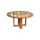 Mesa de Jantar Redonda 1,60m com Giratório Madeira de Demolição Peroba Rosa com Pátina