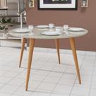 Mesa De Jantar Redonda 4 Lugares Com Pés Palito E Tampo De Vidro MDF