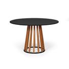 Mesa de Jantar Redonda 6 Lugares 120cm em MDF e Madeira Maciça Gabi Preta - Straub Web