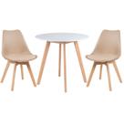 Mesa de jantar redonda 80 cm + 2 cadeiras Leda