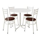 Mesa de Jantar Redonda 80cm Branca Com 4 Cadeiras Estofada Branca