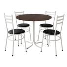 Mesa de Jantar Redonda 80cm Imbuia Com 4 Cadeiras Estofada Branca