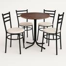 Mesa de Jantar Redonda 80cm Imbuia Com 4 Cadeiras Estofada Preta Mesa de Jantar Redonda 80cm Imbuia Com 4 Cadeiras Estofada Preta