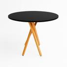 Mesa de Jantar Redonda 80cm Preta Madeira Cozinha Sala de Jantar Moderna