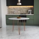 Mesa de Jantar Redonda 90cm Branca Clips 3 Pés Base Cobre Mesa de Jantar Redonda 90cm Branca Clips 3 Pés Base Cobre