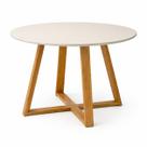 Mesa de Jantar Redonda 90cm Livia 4 Lugares MDF 18mm Pés em Madeira Maciça Moderna
