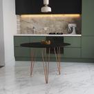 Mesa De Jantar Redonda 90Cm Preta Clips 3 Pés Base Cobre Cor: Preto
