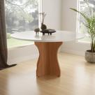 Mesa De Jantar Redonda 90x90 Com Tampo De Vidro Laqueado Para Sala De Jantar