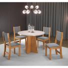 Mesa de Jantar Redonda 90x90 Fox Com 4 Cadeiras Sol Mel/Blonde/Cinza Casa Giulia