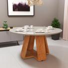 Mesa De Jantar Redonda 90x90 Para 4 Lugares Em Mdf Tampo De Vidro