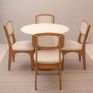 Mesa de Jantar Redonda Base Ripada c/ 4 Cadeiras 100% MDF Mesa de Jantar Redonda Base Ripada c/ 4 Cadeiras 100% MDF