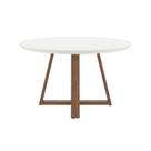 Mesa de Jantar Redonda Bennett 115 cm Natural com Vidro Off White Mesa de Jantar Redonda Bennett 115 cm Natural com Vidro Off White