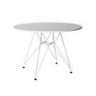 Mesa de Jantar Redonda Branca Eiffel Eames 90cm com Ferro Branco - Up Home